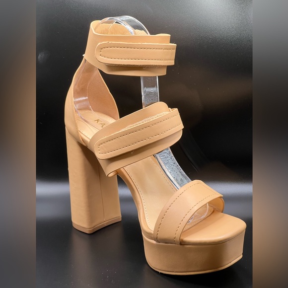 Nude Velcro straps platform